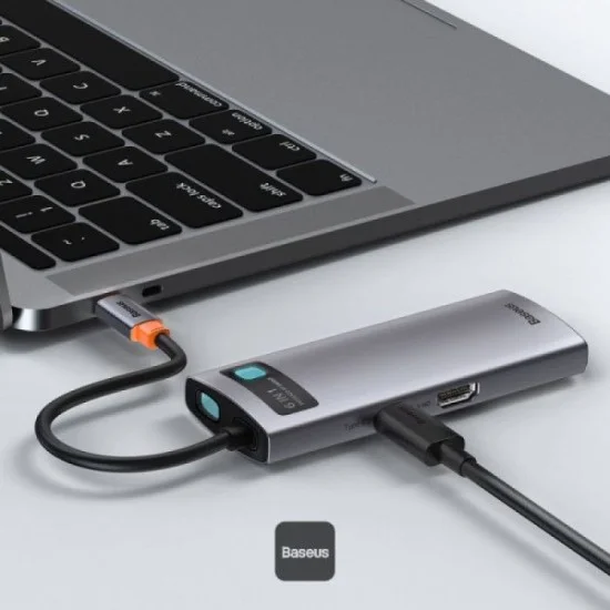 Baseus Metal Gleam II 6-in-1 USB HUB Dual Display - Grey